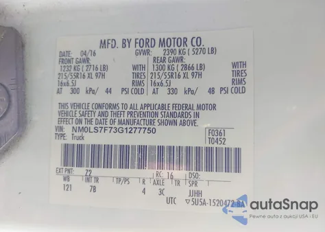 2016 Ford Transit Connect Xlt from USA, damaged, VIN NM0LS7F73G1277750